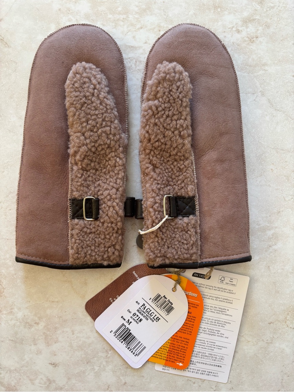 Parajumpers Brown Shearling-Lined Mittens